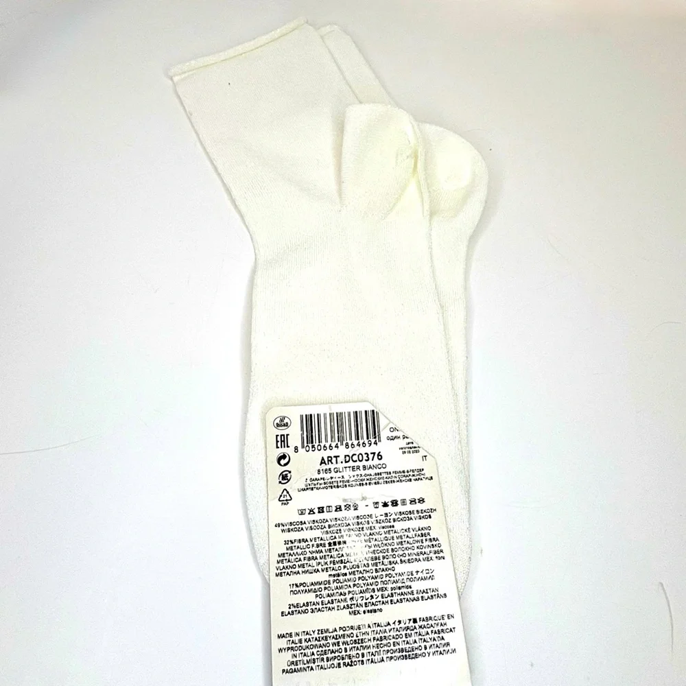 White Sparkle Glitter Ankle Socks NWT